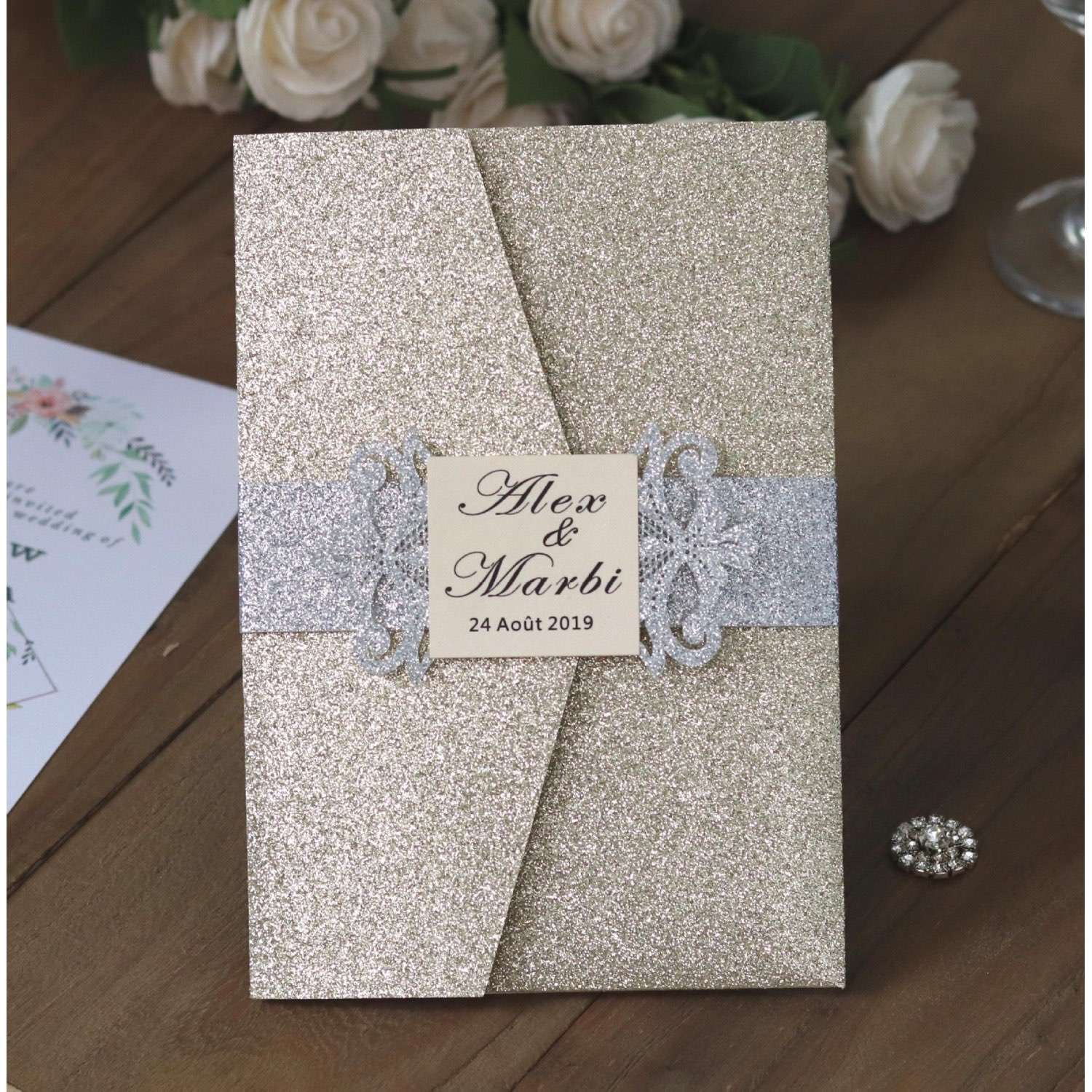 Golden Wedding Invitation Card Business Card 